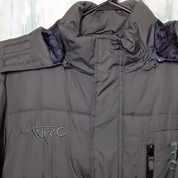 Makaveli branded Tupac long puffer coat XL gray - Picture 3 of 16